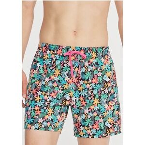 CHUBBIES The Bloomerangs Swim Trunks Shorts Sz S Black Floral 5.5 Inseam Lined